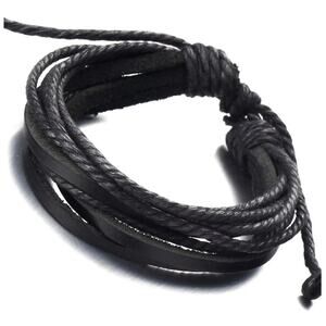 Simple Fashion Rope Bracelet, Braided PU Leather Bracelet, Unisex Daily Wear